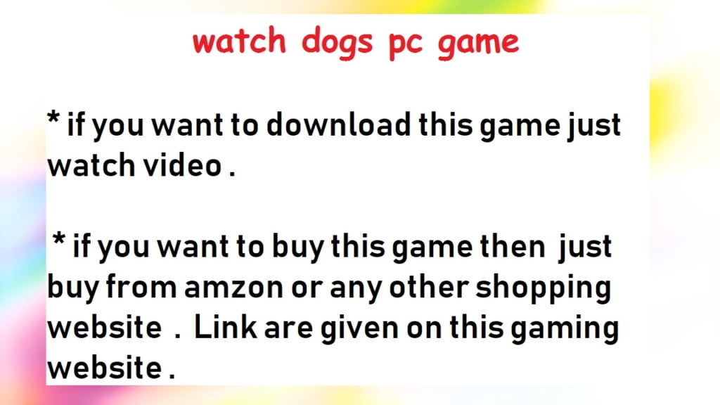 watch dogs game download for pc
