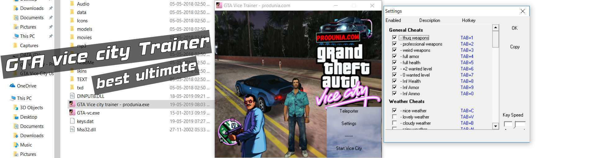 GTA Vice city trainer download for pc - ultimate + Free with keys.dat file