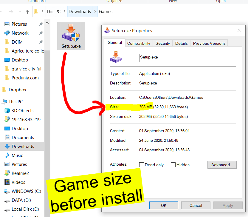 Game size before install - Counter strike 1.6
