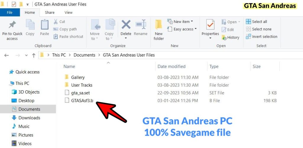 GTA San Andreas PC -100% Savegame file